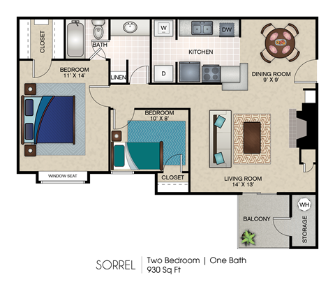 2 bedroom 1 bath at Indian Creek Apartments, Carrollton, 75007